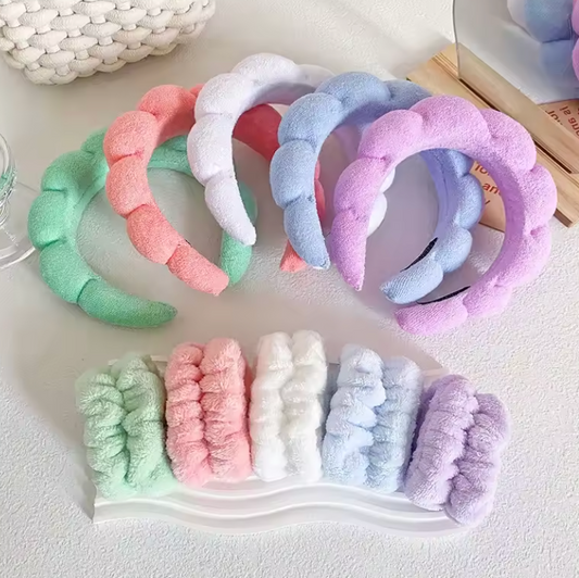 💅 Luxury Fiber Spa Headband & Wristband Set 💅